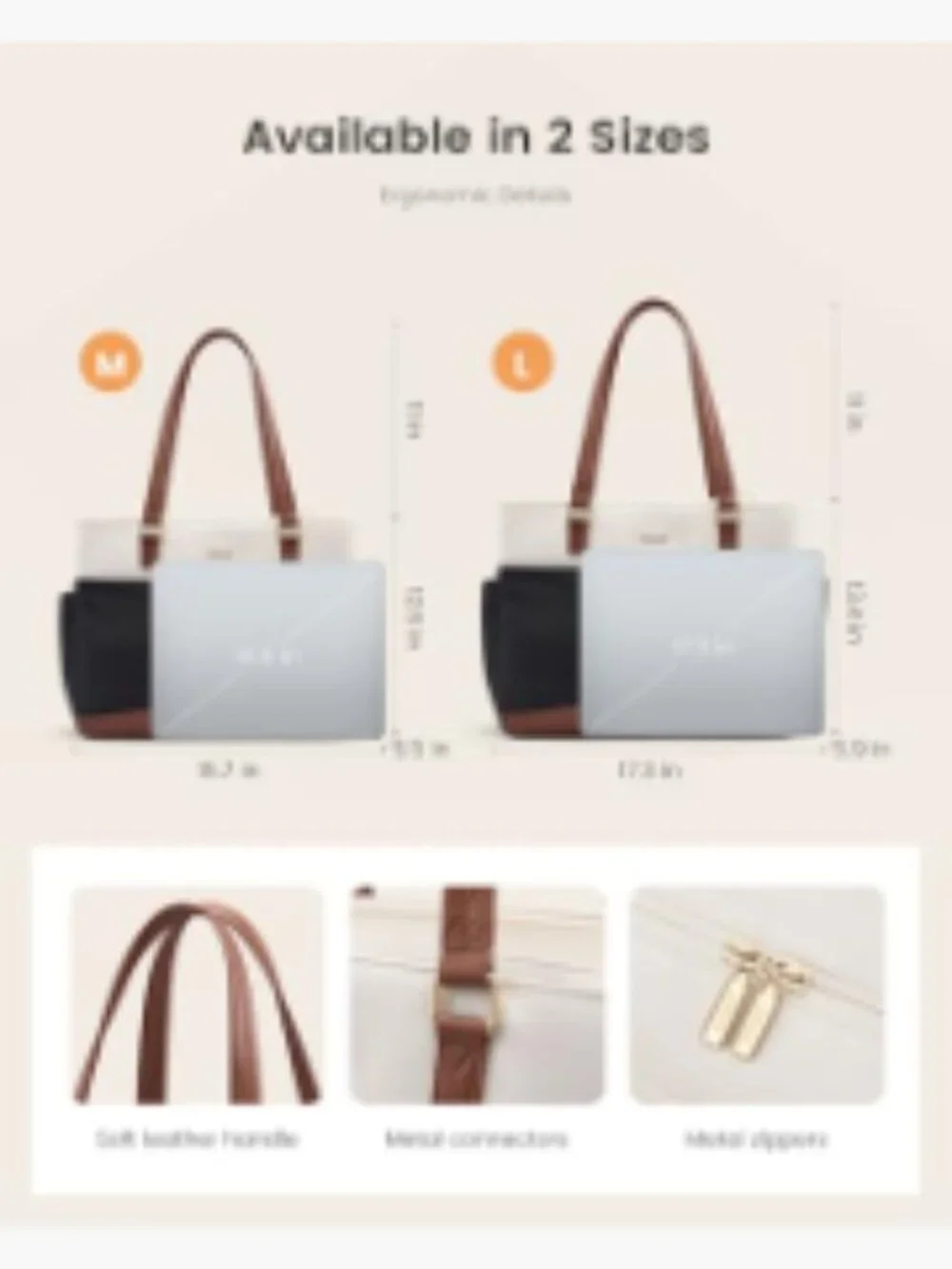 Laptop Tote Bag with Separate Pockets and Large Cup Holder